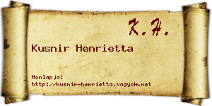 Kusnir Henrietta névjegykártya